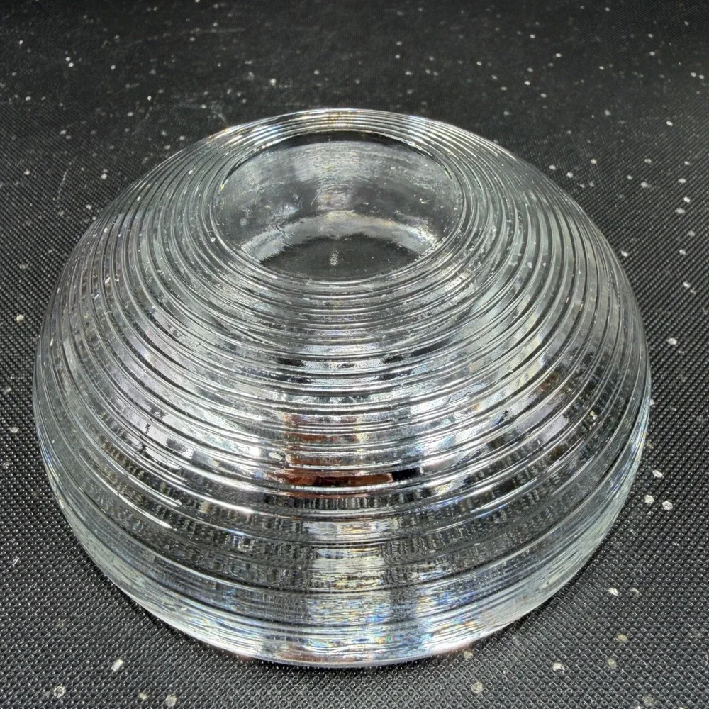 Iittala Aino Aalto Clear Glass Ribbed Tea Light Votive Candle Holder 4x2 Heavy
